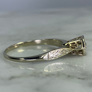 Antique 1920s Diamond Engagement Ring in an Art Deco 14K Gold Setting. Sustainable Jewelry.