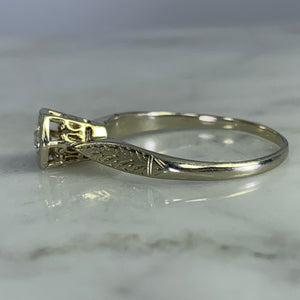 Antique 1920s Diamond Engagement Ring in an Art Deco 14K Gold Setting. Sustainable Jewelry.