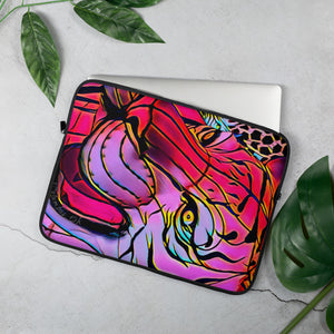 Laptop Sleeve with Lunar New Year Tiger Artwork. Protective Computer Case with Vibrant Lantern Photo Art