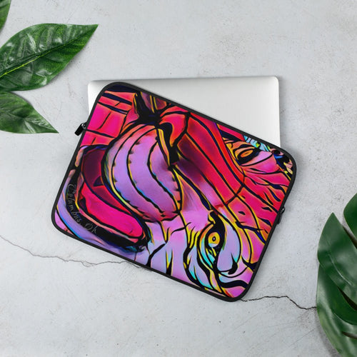 Laptop Sleeve with Lunar New Year Tiger Artwork. Protective Computer Case with Vibrant Lantern Photo Art - Scotch Street Vintage