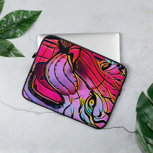 Laptop Sleeve with Lunar New Year Tiger Artwork. Protective Computer Case with Vibrant Lantern Photo Art - Scotch Street Vintage