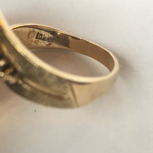 Pearl Garnet Ring. 10K Brushed Yellow Gold. June Birthstone. 4th Anniversary Gift. - Scotch Street Vintage