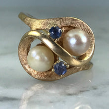 Load image into Gallery viewer, Pearl Spinel Ring. 10K Yellow Gold. Avant Garde. June Birthstone. 4th Anniversary Gift. - Scotch Street Vintage