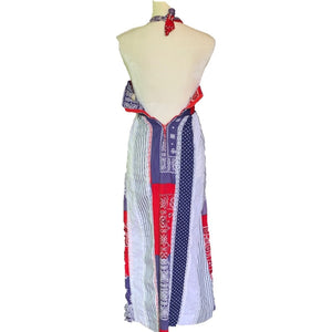 Red White and Blue Patchwork Halter Dress by Saks Fifth Avenue Young Dimensions. 4th of July Dress. - Scotch Street Vintage