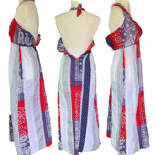 Load image into Gallery viewer, Red White and Blue Patchwork Halter Dress by Saks Fifth Avenue Young Dimensions. 4th of July Dress. - Scotch Street Vintage