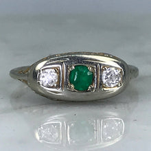 Load image into Gallery viewer, RESERVED LISTING for CA121320 Antique Emerald and Diamond Ring. 18K White Gold. May Birthstone. 20th Anniversary Gift. - Scotch Street Vintage