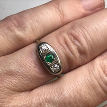 Load image into Gallery viewer, RESERVED LISTING for CA121320 Antique Emerald and Diamond Ring. 18K White Gold. May Birthstone. 20th Anniversary Gift. - Scotch Street Vintage