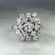 Load image into Gallery viewer, RESERVED Listing for CH4920 Vintage Diamond Cluster Ring in 14K Gold Starburst Setting. April Birthstone. 10 Anniversary. - Scotch Street Vintage