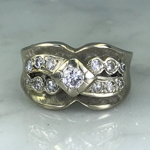 RESERVED LISTING for DA2321 Diamond Cluster Ring. 14K White Gold. Unique Engagement Ring. April Birthstone. 10 Year Anniversary. - Scotch Street Vintage