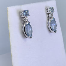 Load image into Gallery viewer, RESERVED LISTING for GM1321 1970s Aquamarine Drop Earrings set in 14K White Gold. Perfect Something Blue Wedding Jewelry. - Scotch Street Vintage