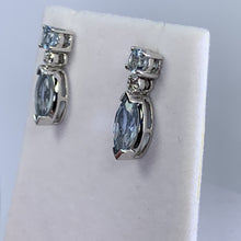 Load image into Gallery viewer, RESERVED LISTING for GM1321 1970s Aquamarine Drop Earrings set in 14K White Gold. Perfect Something Blue Wedding Jewelry. - Scotch Street Vintage