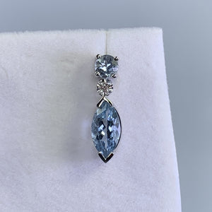 RESERVED LISTING for GM1321 1970s Aquamarine Drop Earrings set in 14K White Gold. Perfect Something Blue Wedding Jewelry. - Scotch Street Vintage