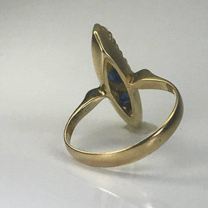 Sapphire Diamond Ring in 14K Yellow Gold Setting. September Birthstone. 5th Anniversary. - Scotch Street Vintage