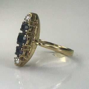 Sapphire Diamond Ring in 14K Yellow Gold Setting. September Birthstone. 5th Anniversary. - Scotch Street Vintage