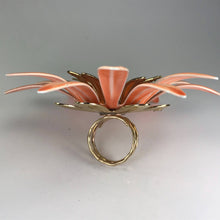 Load image into Gallery viewer, Upcycled Flower Statement Ring. Peach Gold Tone Flower. Vintage Recycled Jewelry. - Scotch Street Vintage