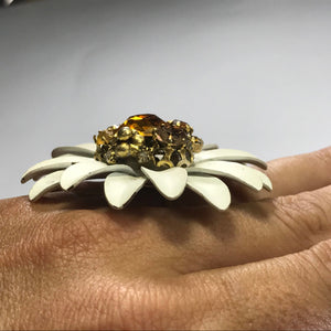 Upcycled Flower Statement Ring. Vintage Daisy Flower Ring. Recycled Ring. - Scotch Street Vintage