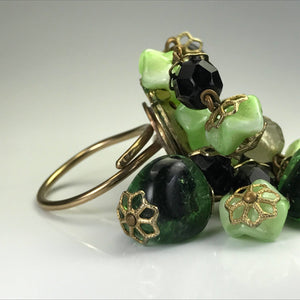 Upcycled Green Beaded Statement Ring. Recycled Estate Jewelry. - Scotch Street Vintage