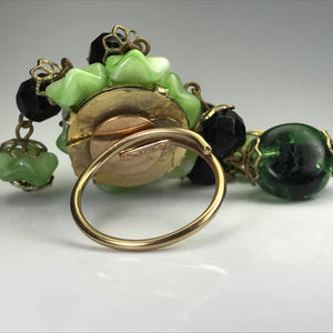 Upcycled Green Beaded Statement Ring. Recycled Estate Jewelry. - Scotch Street Vintage