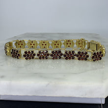 Load image into Gallery viewer, Vintage 1940s Garnet Bracelet in a Yellow Gold Setting with 17+ Carat Total Weight. - Scotch Street Vintage