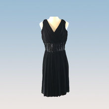 Load image into Gallery viewer, Vintage 1950s Black Chiffon Fit and Flare Dress with Sequin Waist. Perfect for Prom. - Scotch Street Vintage