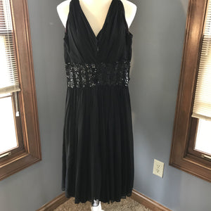 Vintage 1950s Black Chiffon Fit and Flare Dress with Sequin Waist. Perfect for Prom. - Scotch Street Vintage