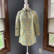 Load image into Gallery viewer, Vintage 1960s Brocade GoGo Shift Dress by Saks Fifth Avenue in a Yellow and Turquoise and Silver - Scotch Street Vintage
