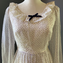 Load image into Gallery viewer, Vintage 1960s Chiffon Babydoll Dress with Lilac Floral Design by Pronuptia of Paris. - Scotch Street Vintage