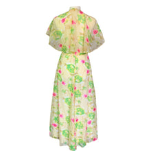 Load image into Gallery viewer, Vintage 1960s Chiffon Floral Maxi Boho Dress with Capelet. Vintage Wedding or Festival Dress - Scotch Street Vintage