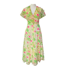 Load image into Gallery viewer, Vintage 1960s Chiffon Floral Maxi Boho Dress with Capelet. Vintage Wedding or Festival Dress - Scotch Street Vintage