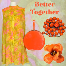 Load image into Gallery viewer, Vintage 1960s Chiffon GoGo Dress by Glenbrooke in a Yellow, Orange and Pink Floral Design. - Scotch Street Vintage