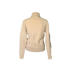 Vintage 1960s Chunky Cream Cable Knit Wool Sweater. Sustainable Fashion Traditional Winter Style. - Scotch Street Vintage