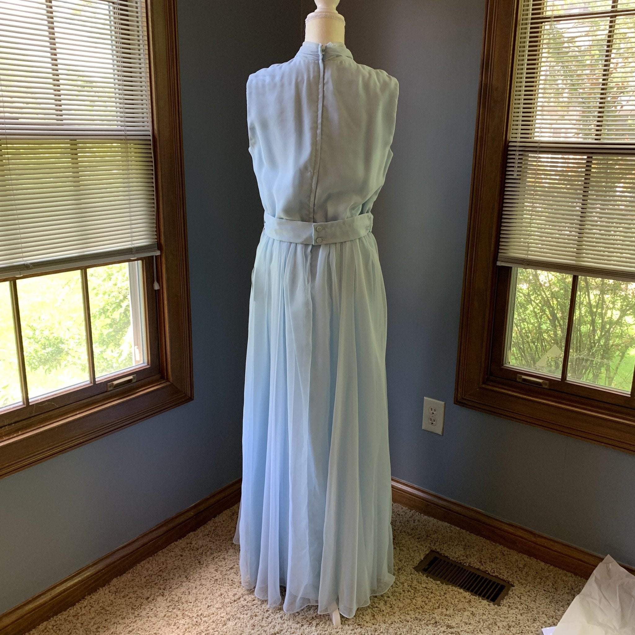 Vintage 1960s Jack Bryan Blue Chiffon Gown. Vintage Wedding or Festiva Vintage 1960s Jack Bryan Blue Chiffon Gown. Vintage Wedding or Festiva