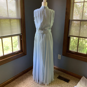 Vintage 1960s Jack Bryan Blue Chiffon Gown. Vintage Wedding or Festival Dress - Scotch Street Vintage