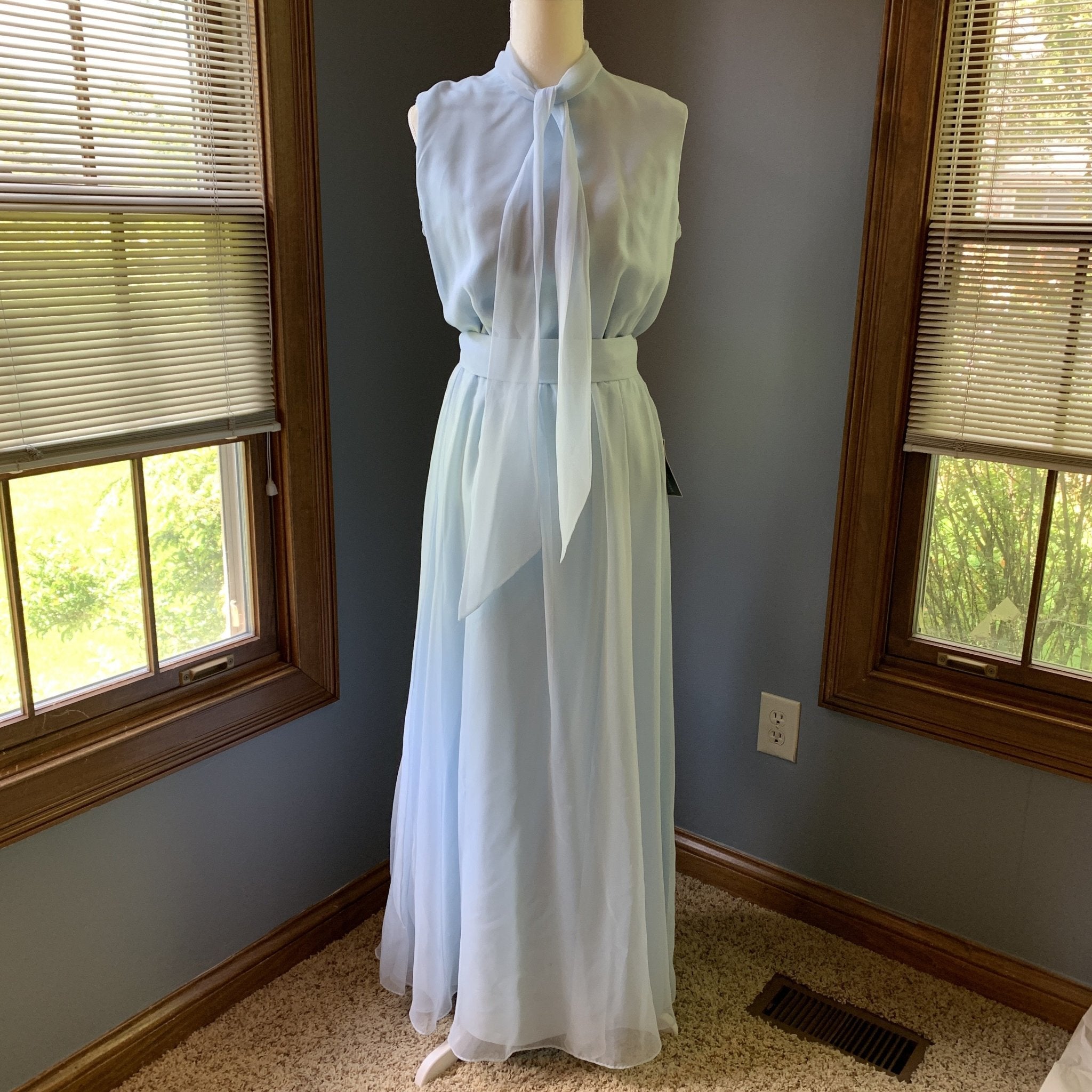 Vintage 1960s Jack Bryan Blue Chiffon Gown. Vintage Wedding or Festiva Vintage 1960s Jack Bryan Blue Chiffon Gown. Vintage Wedding or Festiva