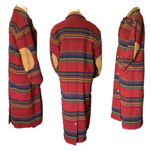 Vintage 1970s Southwestern Blanket Coat by Woolrich. Colorful Western Aztec Design Warm Outerwear. - Scotch Street Vintage