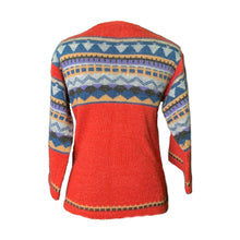 Load image into Gallery viewer, Vintage 1970s Southwestern Sweater by Western Fareast. Red Blue and Tan Aztec Design. Fall Fashion. - Scotch Street Vintage