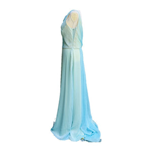 Vintage 1980s Blue Chiffon Gown by Bill Levcoff. Vintage Bride or Bridesmaid Dress. - Scotch Street Vintage