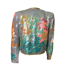 Load image into Gallery viewer, Vintage 1980s Sequin Bolero Jacket in a Vibrant Floral by Jack Bryan. Statement Piece. Sustainable Clothing. - Scotch Street Vintage