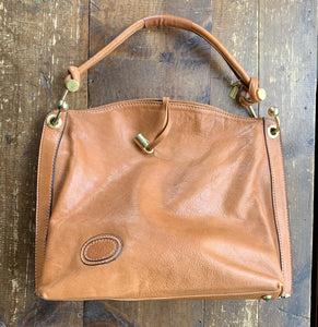 Vintage 1990s Large Brown Leather Purse From Jacobson's. Perfect Fall Boho Handbag. Sustainable Fashion. - Scotch Street Vintage