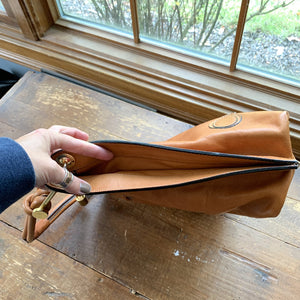 Vintage 1990s Large Brown Leather Purse From Jacobson's. Perfect Fall Boho Handbag. Sustainable Fashion. - Scotch Street Vintage