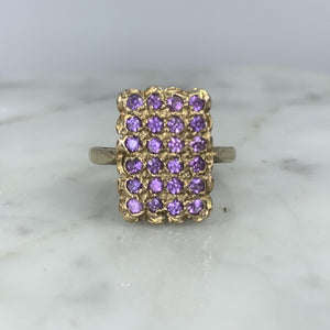 Vintage Amethyst Cluster and Yellow Gold Ring. February Birthstone. 6th Anniversary Gift. - Scotch Street Vintage