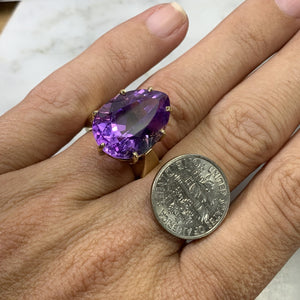 Vintage Amethyst Ring in a 10K Yellow Gold Solitaire Setting. February Birthstone. 6th Anniversary. - Scotch Street Vintage