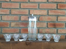 Load image into Gallery viewer, Vintage Art Deco Bar Set with Cocktail Shaker and 6 Rocks Glasses by Indiana Glass. Bareware - Scotch Street Vintage