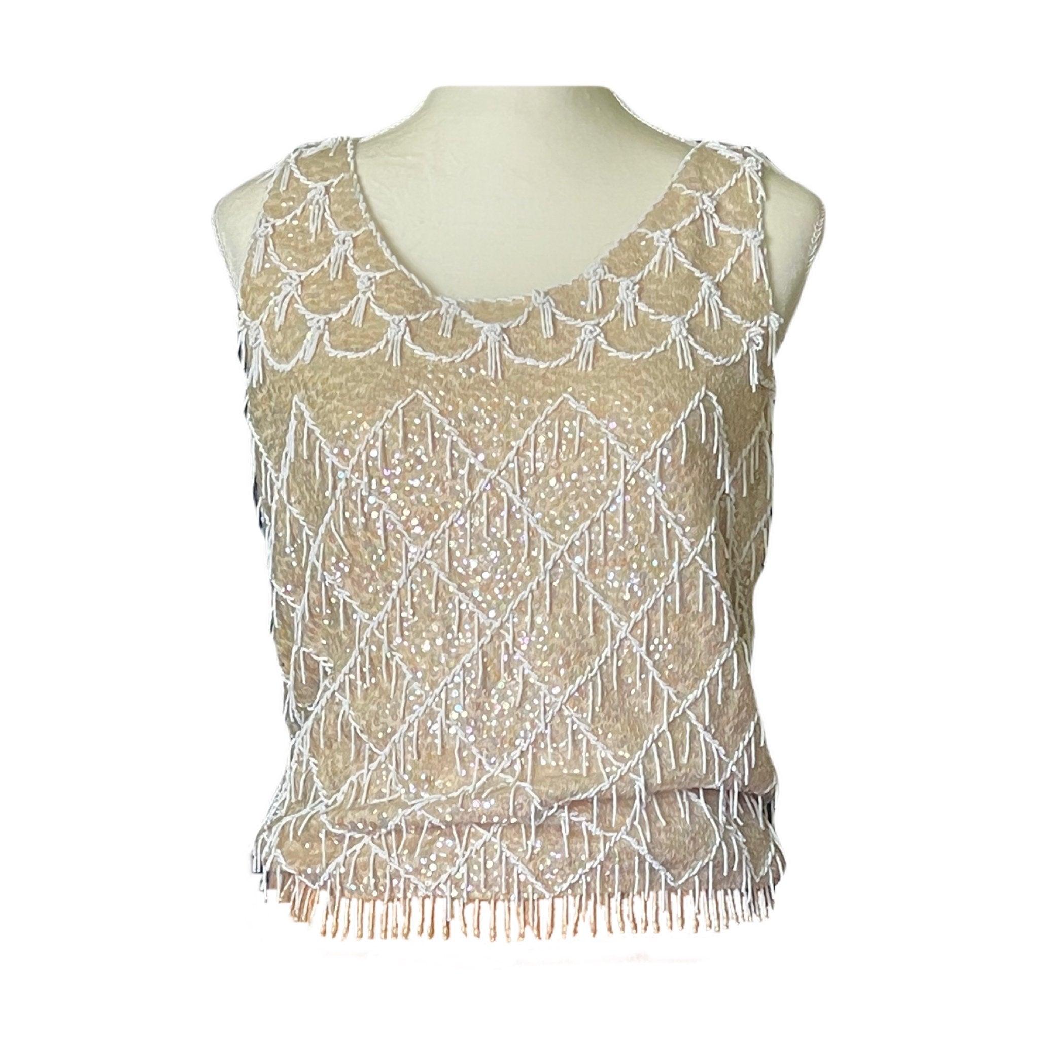 Vintage Art Deco Style Beaded Top from Sara's Imports. Silk
