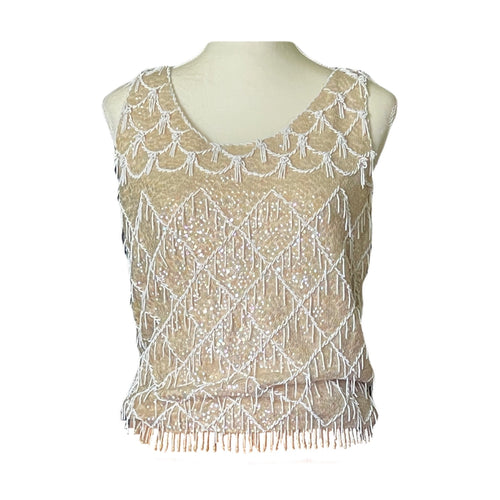 Vintage Art Deco Style Beaded Top from Sara's Imports. Silk with Sequins and Beads! - Scotch Street Vintage