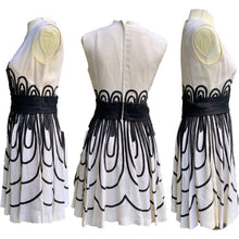 Load image into Gallery viewer, Vintage Black and White Cocktail Dress by Miss Elliette. Gorgeous Ribbon Detail. - Scotch Street Vintage