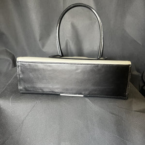 Vintage Black and White Leather Handbag by Saks Fifth Avenue. 1950s Sustainable Fashion Accessories. - Scotch Street Vintage