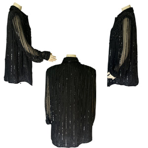 Vintage Black Beaded Shirt Dress or Jacket by Stenay. Pep up Jeans or Vintage Black Beaded Shirt Dress or Jacket by Stenay. Pep up Jeans or