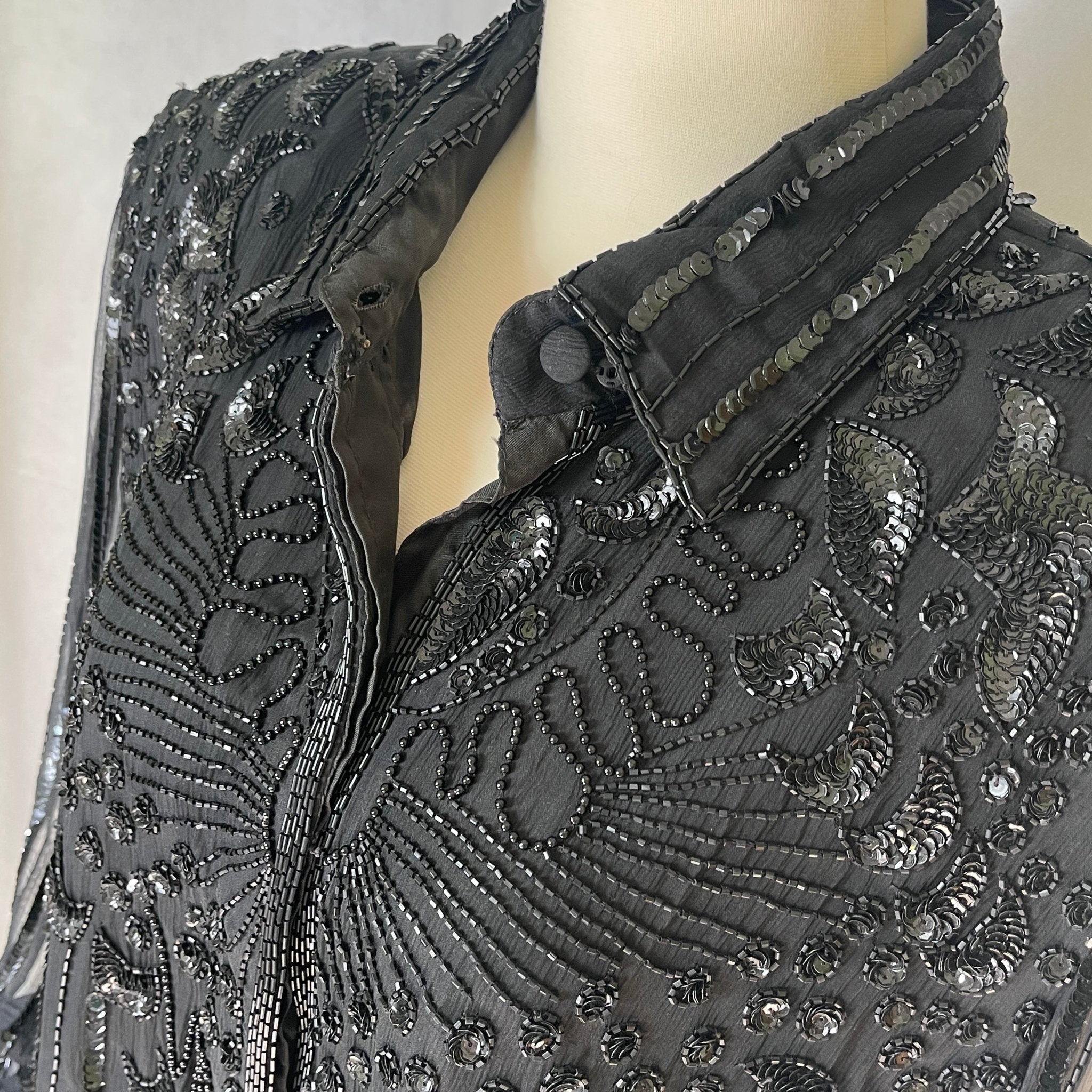 Vintage Black Beaded Shirt Dress or Jacket by Stenay. Pep up Jeans or Vintage Black Beaded Shirt Dress or Jacket by Stenay. Pep up Jeans or