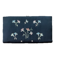 Load image into Gallery viewer, Vintage Black Clutch with Floral Embroidery by Maxim. Silk Evening Bag with Blue Green and Pink Flowers. - Scotch Street Vintage